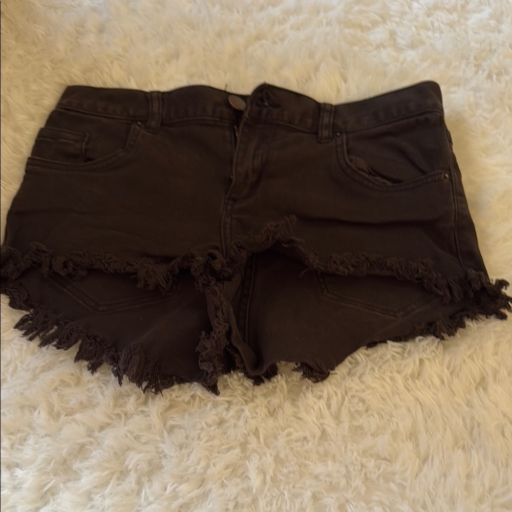 O'Neill Black Jean Shorts High-Waisted Distressed